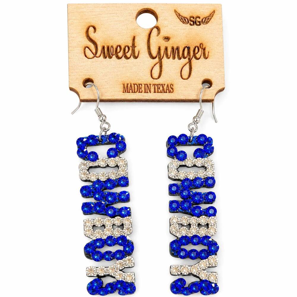 NEW SWEET GINGER women's dallas cowboys rhinestone wood earrings in blue